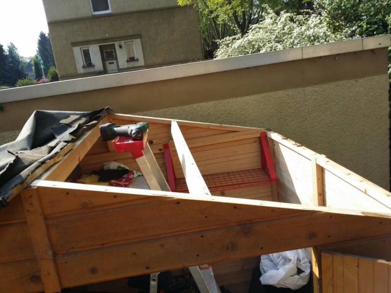 Gartenhütte, Schuppen Dach erneuern und verlängern ...