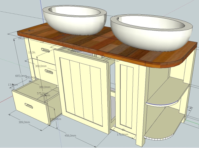 Doppelter Waschtisch mit Stauraum und Wäschesack - Bauanleitung zum
