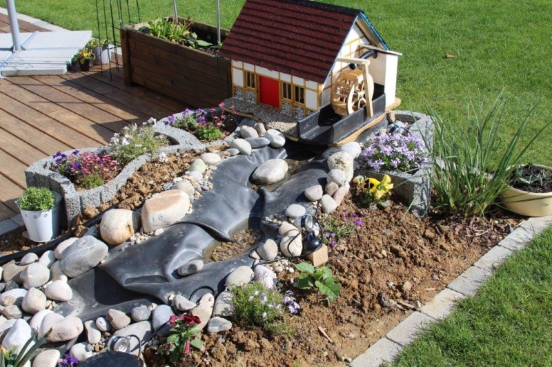 Bachlauf mit Wassermühle Bauanleitung zum Selberbauen
